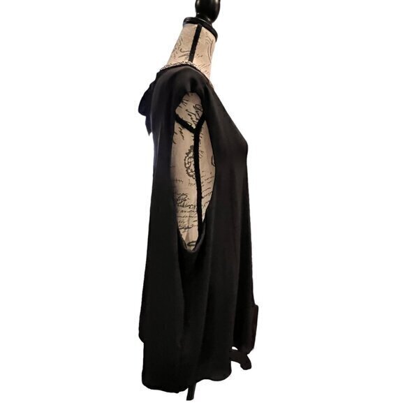 Torrid Georgette Embellished Beaded Choker‎ Tank 4X Black Neck Tie Blouse Top - Picture 7 of 14